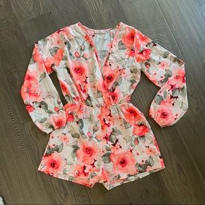 Floral Print Long Sleeve Romper